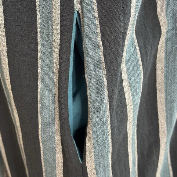 Saint Geraldine Polly Jean Midi Dress Size XS Melbourne Aqua Striped Pockets - Picture 13 of 15